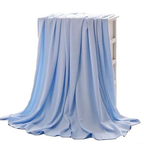 Manta refrescante suave para verano, material de fibra con textura de doble cara, adecuada para cama y sofá, ligera y transpirable, fácil de mantener (100 x 150 cm, azul)