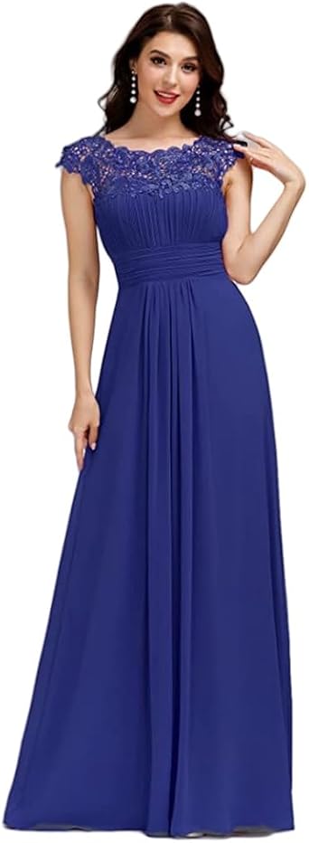 Elegant Floor Length Chiffon Empire Waist Evening Gown Bridesmaid Long Dresses