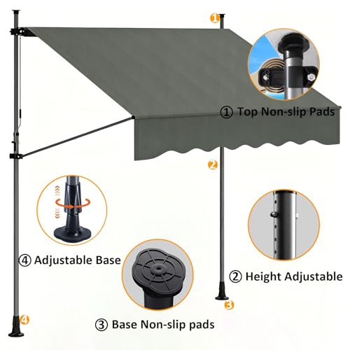 Auvent rétractable robuste en polyester haute densité de 350 cm - 5
