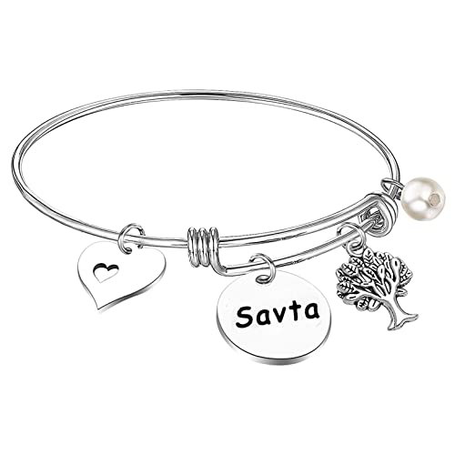 FEELMEM SAVTA Gifts Grandma Gift Best SAVTA Ever Bangle Bracelet Grandmother Birthday Gift for SAVTA Grandma