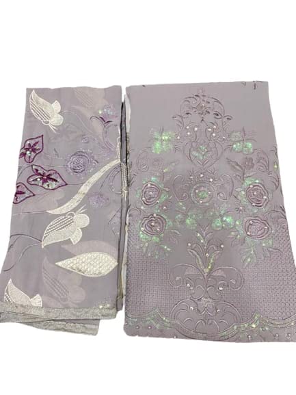 MAHERA COLLECTION Women Greyish Embroidered Georgette Unstitched Dress Materials For Suits