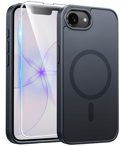Image of FNTCASE for iPhone 17e Case: iPhone 16e Phone Case [Compatible with Magsafe] Matte Cases with [Screen Protector] Military Grade Shockproof Protective Phone Cover - Full Black