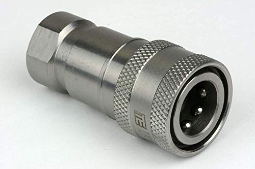 Image of TEMCo 1 /4 inch Female NPT Thread 1 /4 inch Body Pair Hydraulic Coupler ISO 7241B Ball Valve Quick Connect for Tractors and Ag Equipment Fits Pioneer Parker Format - HF0057 (HF0055 + HF0056)