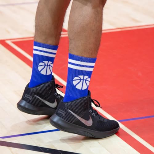 Image of ChalkTalkSPORTS Basketball Socks - Cushioned Mid-Calf Crew - Youth & Adult | Moisture-Wicking Performance Blend, Athletic Basketball Gear, Stay-Up Technology, Arch Support, Breathable, Boys and Men