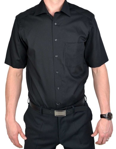 MARVELIS Modern Fit Hemd Halbarm Uni schwarz 4700/12/68 - Größe:39