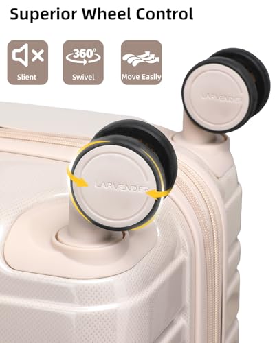 Image of LARVENDER Carry on Luggage 22x14x9 Airline Approved, 20 Inch Hardside Suitcase with Wheels TSA Lock, PC+ABS Lightweight Travel Luggage Sets for Women, Glossy Champagne, 3 Piece Set