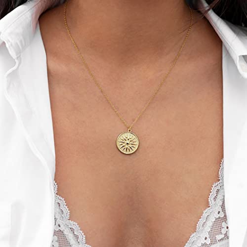MIDEEO 14K Gold Leaf Pendant Necklaces for Women Dainty Sun Coin Choker Medallion Moon Star Necklace Minimalist Jewelry2
