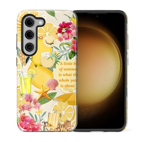 Akinmi Case for Samsung Galaxy S23,Exquisitely Pattern Double Protective Phone Cover Cases Soft Silicone for Samsung Galaxy S23-Coastal Italy Lemon Beach Collage - image 3