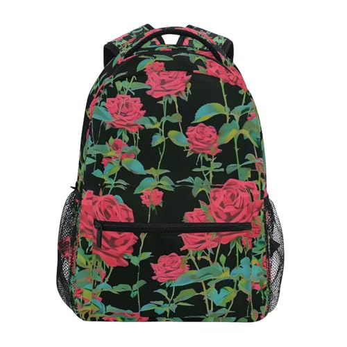 Sac à dos d'école personnalisé 29x40cm pour fille au motif roses rouges