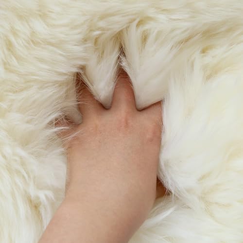 Woolous REAL-W-90X60 Sheepskin Rug, Genuine New Zealand Lambskin Wool Natural Sheep Skin Throw Real Fur Area Rug thumb #3