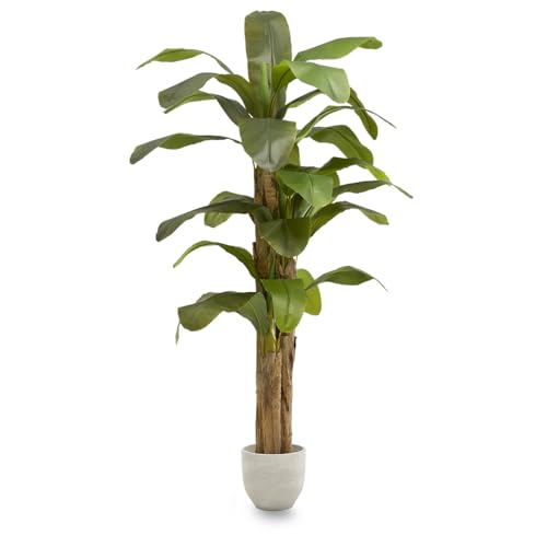 Maia Shop Plantas Artificiales Decorativas - Platanera Artificial 210 cm con Tronco Natural, Planta Artificial Grande, Decoración Hogar, Arbol Artificial