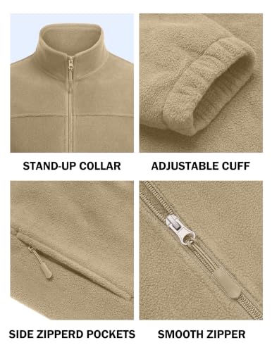 Image of COOFANDY Mens Polar Fleece Jacket Lightweight Full Zip Jackets Outdoor Coat