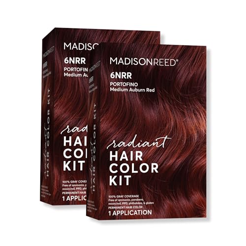 Image of Madison Reed Radiant Hair Color Kit - 6NRR Medium Auburn Red (Portofino Red), Dimensional Gray Hair Blending Permanent Hair Dye, PPD-Free & Ammonia-Free, 2 Pack