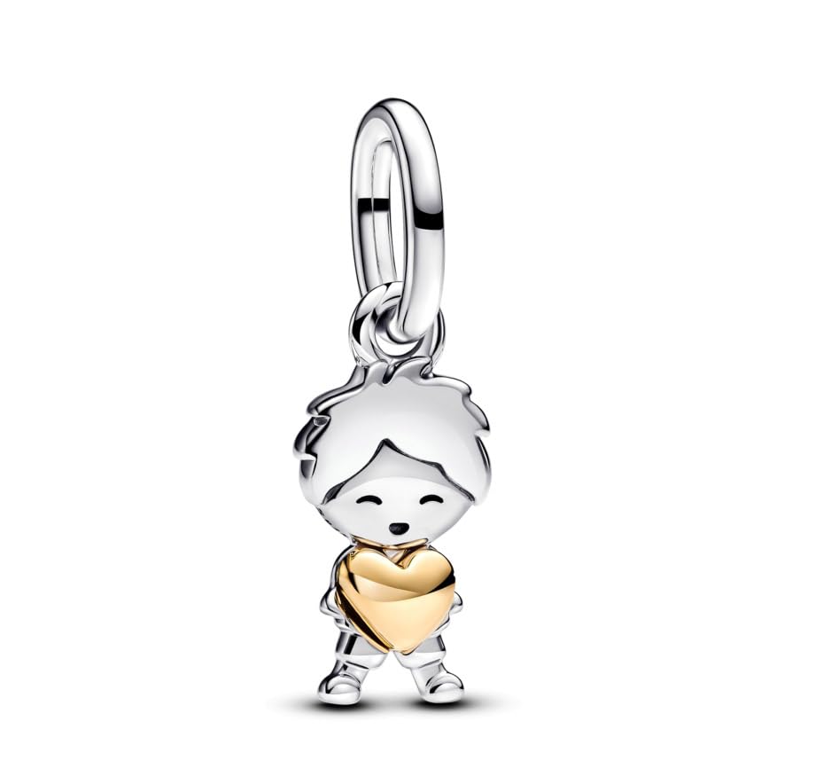 NUNUYAYA Charm Bead Ciondolo in Argento Sterling 925 Golg Boys Love Dangle con Zirconia Pendenti Compatibile con Braccialetti e Collane europei,Compleanno di Natale Perline per Donne