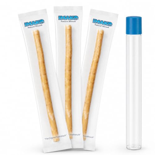 Imako Organic Miswak Sticks for Teeth Cleaning, with Travel Case (3 Pack)