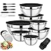BEWOS Set de 7 Ensaladeras con Tapa - Boles Cocina de Acero Inoxidable con Rallador, Ensaladera Aptas para Lavavajillas, Medidas 0,74, 1,16, 1,59, 2,00, 2,75, 3,38, 4,54 QT para Mezclar y Servir
