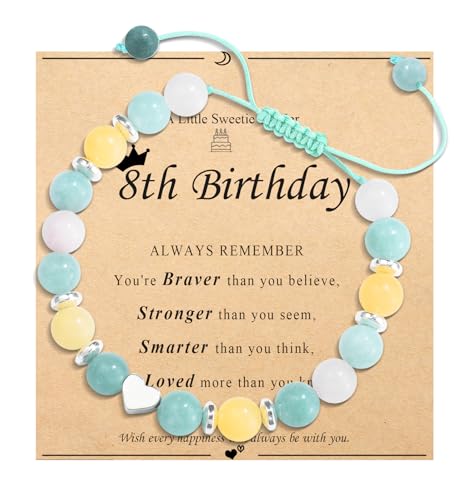 Image of 8th Birthday Gifts for girls 8 Year Old Beaded Bracelet Sweet Heart gifts for Daughter /Granddaughter /Niece /Friends