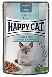 Happy Cat 70623 - Sensitive Meat in Sauce Magen & Darm Pouch - Nassfutter für Sensible Katzen und Kater - 85g Inhalt