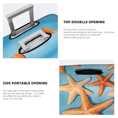 Blue Background Starfish Tsa Approved Luggage Cover For 18-32 Inch Suitcases Scratch-Resistant Stretch Luggage Cover 5