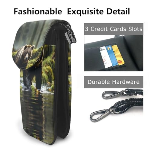 Sac à main en cuir pour téléphone portable Brown Bear Pounce