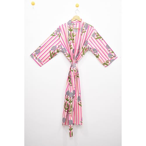 Image of Hand block print Cotton Kimono bikini cover up,Indian Hand block print Cotton Bath Robe,Swim Wear,Nighrwere Dressing Gown