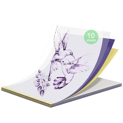 GBK Tattoo Transfer Paper 10 Sheets 4 Layers Stencil Paper A4 Tattoo Stencils for DIY Tattoo Paper Tattoo Supplies & Carbon Tracing Sheets (Pack of 10)