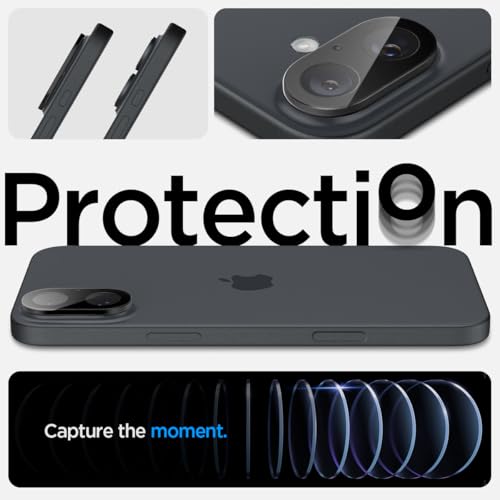 Image of Spigen Glas.tR Optik Tempered Glass Camera Lens Protector Guard for iPhone 16 /16 Plus (Black) - 2 Pack