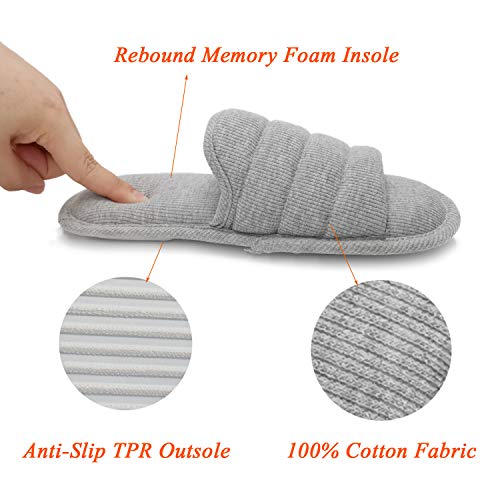 Ofoot Pantofole da casa punta aperte in cotone