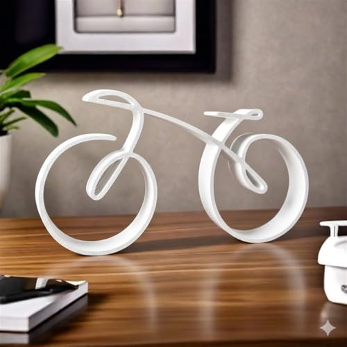 Image of Minimalistic Bicycle Sculpture Wire Framed Style, Bike Silhouette, Gift for a Cyclist, Bicycle Art Wall Decor, Side Table Statue Decor, Home Decoration (White, 7.87in*4.72in)