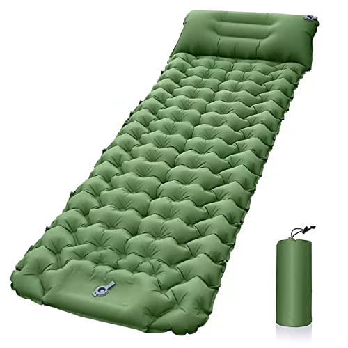 Beach mat Ultralight Camping Air Mattress Sleeping Pad Inflatable Bed Beach Picnic Mat Nylon Camping Tent Air Cushion (Color : Orange) (Green)