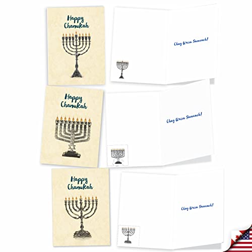 Image of Best Card Co 10 Chanukah Boxed Cards Hanukkiah AC6128HKG-B1x10