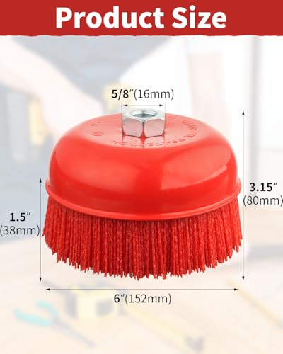 Image of 6 inch Nylon Cup Brush with Mild Abrasive, Wire Cup Brush Quickly Remove Rust