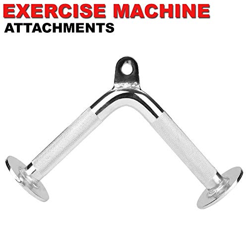 FITNESS MANIAC LAT Machine Accessory Pull Down Metal Tricep Bar Single Handgrip V-Shaped Bar Multi Gym Bodybuilding Weightlifting Strength Training Attachments