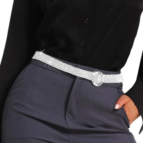BODIY Silver Rhinestone Dress Belts Shiny Diamond Fashion Belts Accessories for Women4