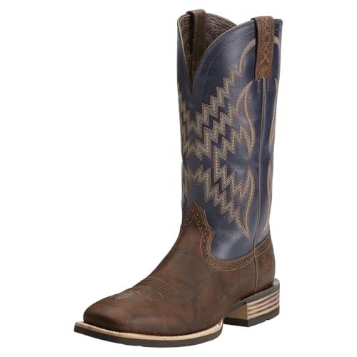 Ariat Mens Tycoon Embroidered Square Toe Casual Boots Mid Calf - Blue, Brown