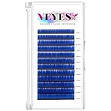 VEYES INC Colored Lash Extensions 03 05 07 15 C/D Curl 8-16mm Mixed Length Tray, Premium Individual Silk Eyelashes, Professional Supplies for Lash Techs (Blue 0.07 D 8-16mm)