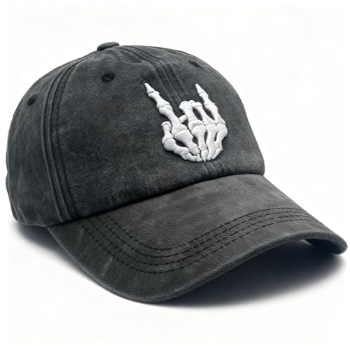Gorra ajustable de mezclilla con calavera bordada miniatura 3