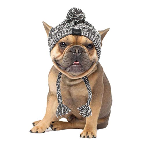 Q QICHUANG - Dog Winter Hat Warm Knitted Puppy Cap Cute Pet Apparel for Cold Weather Small Medium Large Dog Clothing (Medium(Head: 41-51cm), Grey)