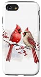 Red Christmas Cardinal Couple Snow Cute Bird Winter lovers Case for iPhone SE (2020) / 7 / 8
