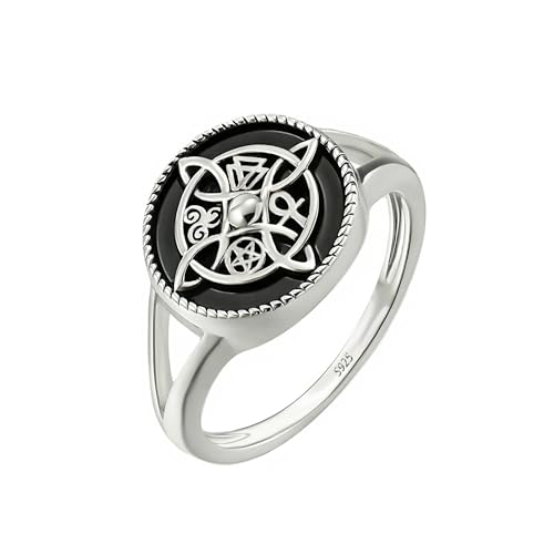 Sumeror Witches Knot Ring 925 Sterling Silver Celtic Knot Jewelry Protection Amulet Pagan Wiccan Witchcraft Size 6-10 (9)