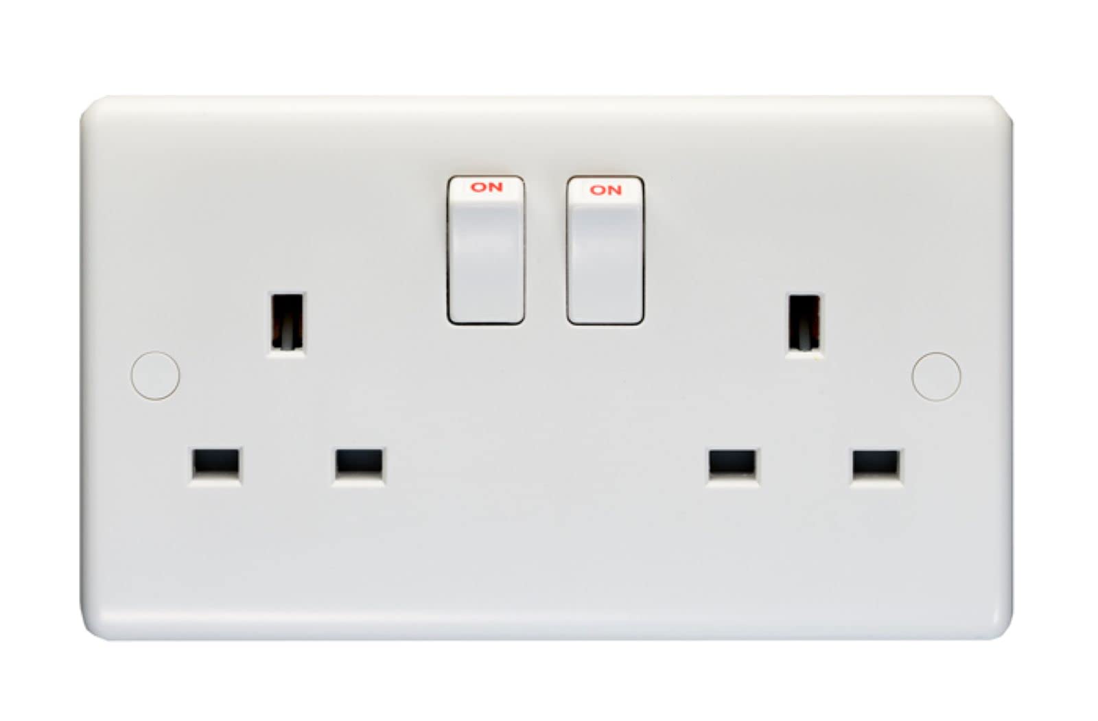 Eurolite Enhance White Plastic 13A 2 Gang Switched Socket Double Pole