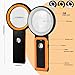KIBTOY Magnifying Glass with Light and Stand, Foldable Handheld Magnifying Lenses 18 LED Illuminated Lighted Magnifier for Seniors Reading, Close Work, Coins, Jewelry Black