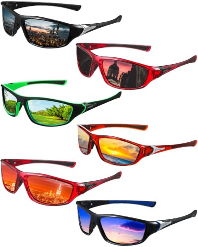 Image of Frienda 6 Pack Polarized Sport Sunglasses for Men Multipack Fit over Glasses Pack Lot Set Men's Sport Fishing Eyeglasses