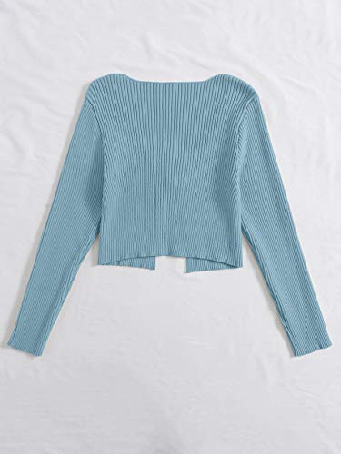 Image of Floerns Women's Tie Front Long Sleeve Rib Knit Shrug Sweaters Cardigan Crop Top
