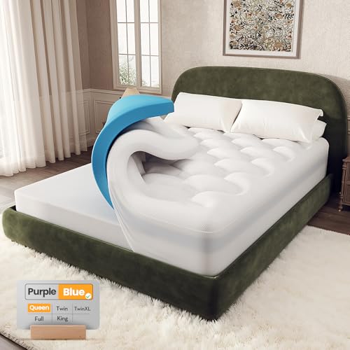 OhGeni Cooling 4 inch Dual Layer Queen Mattress Topper, 2 inch Cooling Gel Memory Foam, 2 inch Down...
