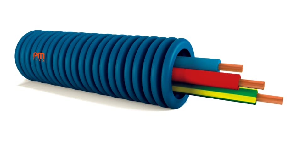 PM PLASTIC MATERIALS Gaine électrique préfilée ICT Ø20-3x2.5² - Couronne de 100m Bleu - Rouge - Vert/Jaune - Câble gaine et connectique