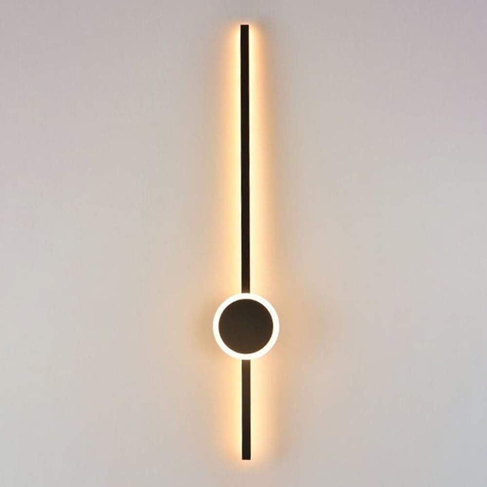 Feitengda Black Minimalist Iron Art Long Strip Wall Sconce Nordic Or Gold Metal Wall Lamp Modern Background Decor Wall Mounted Light For Corridor Living Room Bedroom Hallway(,80Cm/31.50In)