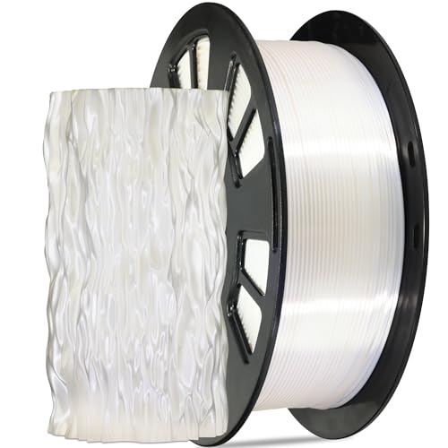 Image of Silk White PLA Satin Shiny 3D Printer Filament, 1.75mm Diameter 1kg Spool 2.2lbs for FDM 3D Printers