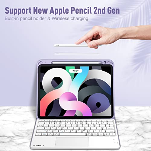 Fintie Touchpad Keyboard Case For Ipad Air 5Th Generation (2022) / Ipad Air 4Th Gen (2020) 10.9 Inch - Soft Tpu Back Cover With Magnetically Trackpad Detachable Bluetooth Keyboard, Lilac Purple #TOP5
