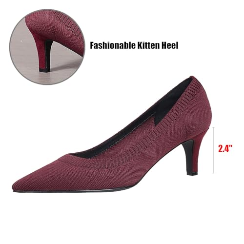 Knit Pumps for Women's Kitten Heel Pointed Toe Classic Dress Pumps Comfortable Slip-On Shallow Mouth Low Heel Formal Work Shoes for Party Wedding Business Daily3